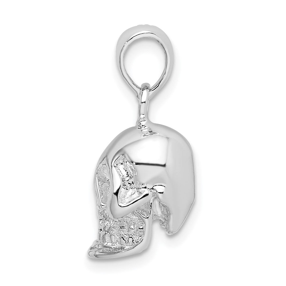 Sterling Silver Rhodium-plated Polished 3D Skull Pendant
