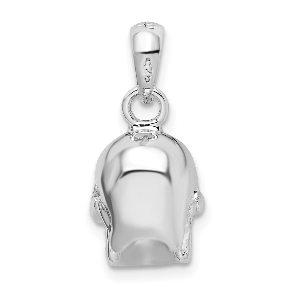 Sterling Silver Rhodium-plated Polished 3D Skull Pendant
