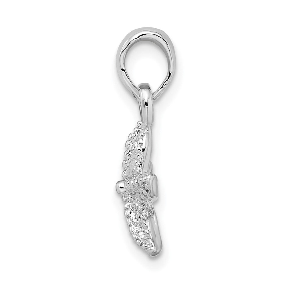 Sterling Silver Rhodium-plated Polished Starfish Pendant