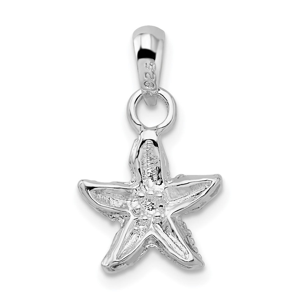 Sterling Silver Rhodium-plated Polished Starfish Pendant