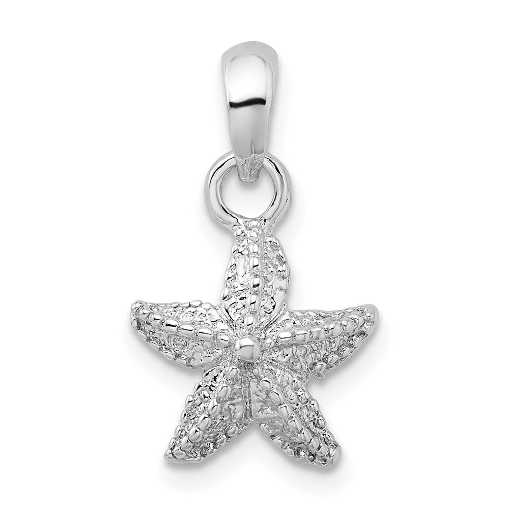 Sterling Silver Rhodium-plated Polished Starfish Pendant