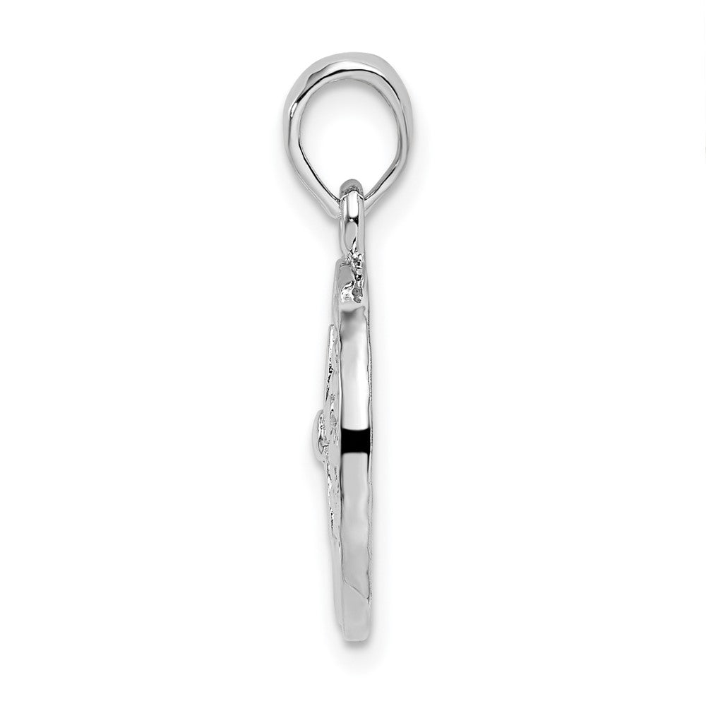 Sterling Silver Rhodium-plated Polished Sand Dollar Pendant