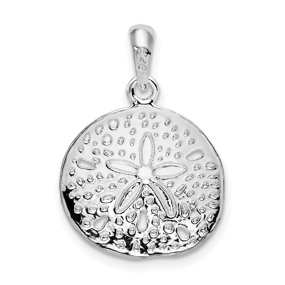 Sterling Silver Rhodium-plated Polished Sand Dollar Pendant