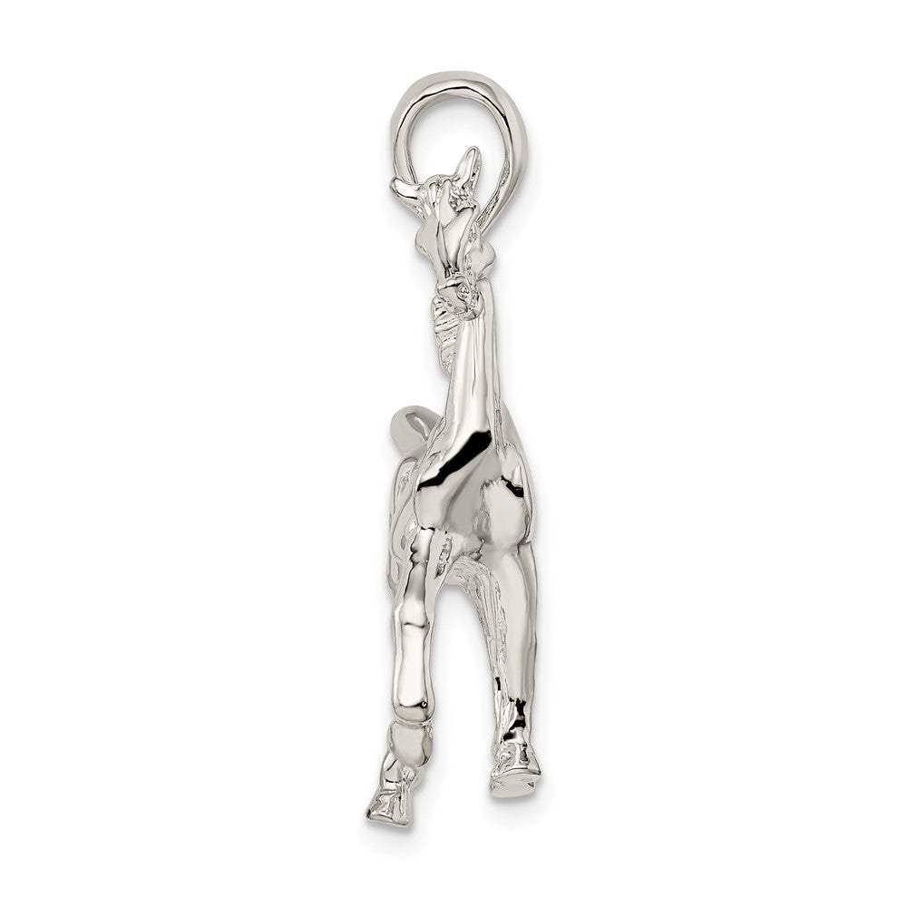 Sterling Silver Rhodium-plated Polished 3D Standing Horse Pendant