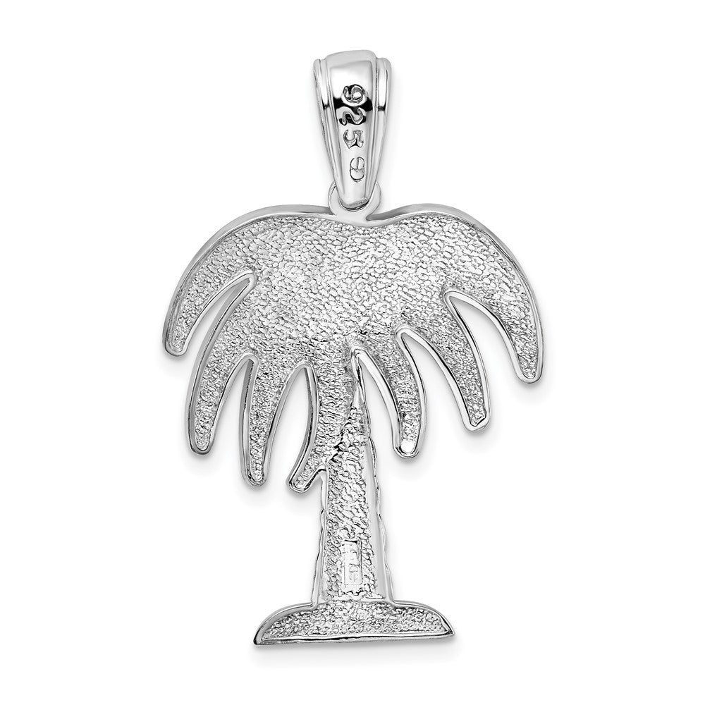Sterling Silver Rhodium-plated Polished Charleston Palm Tree Pendant