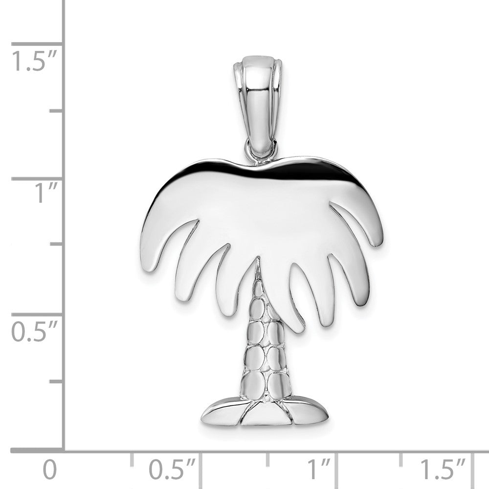 Sterling Silver Rhodium-plated Polished Charleston Palm Tree Pendant