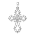 Sterling Silver Rhodium-plated Fancy Cut-out Rounded Cross Pendant