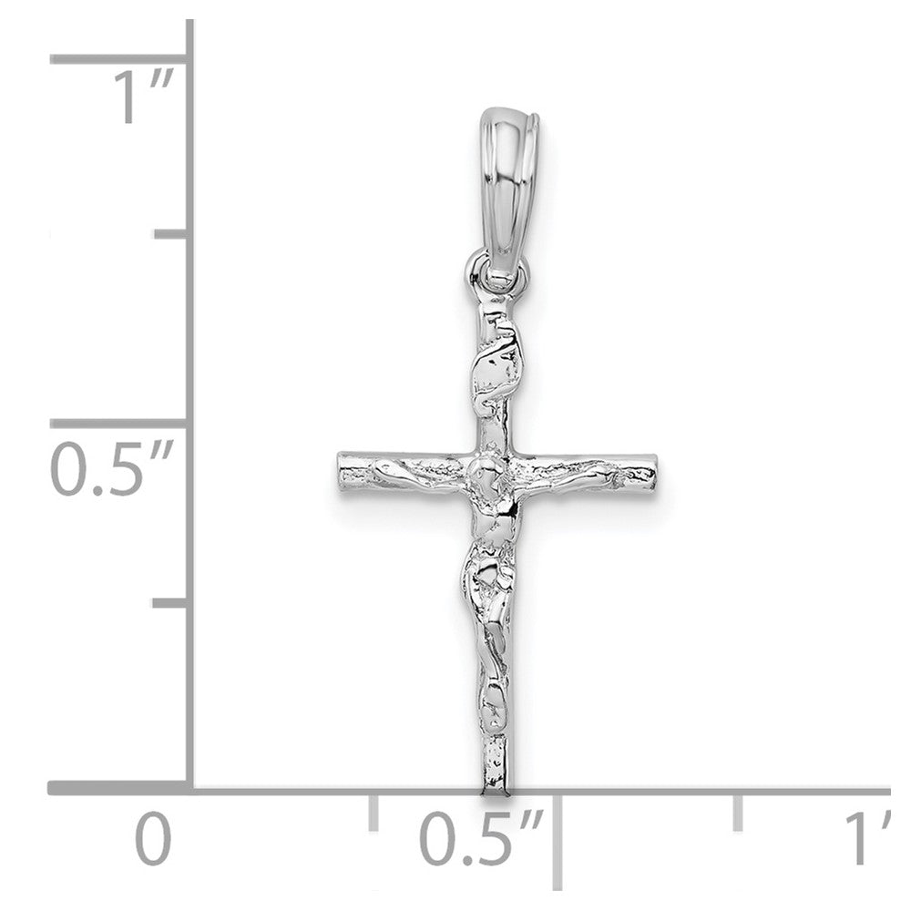 Sterling Silver Rhodium-plated Polished Thin Crucifix Pendant