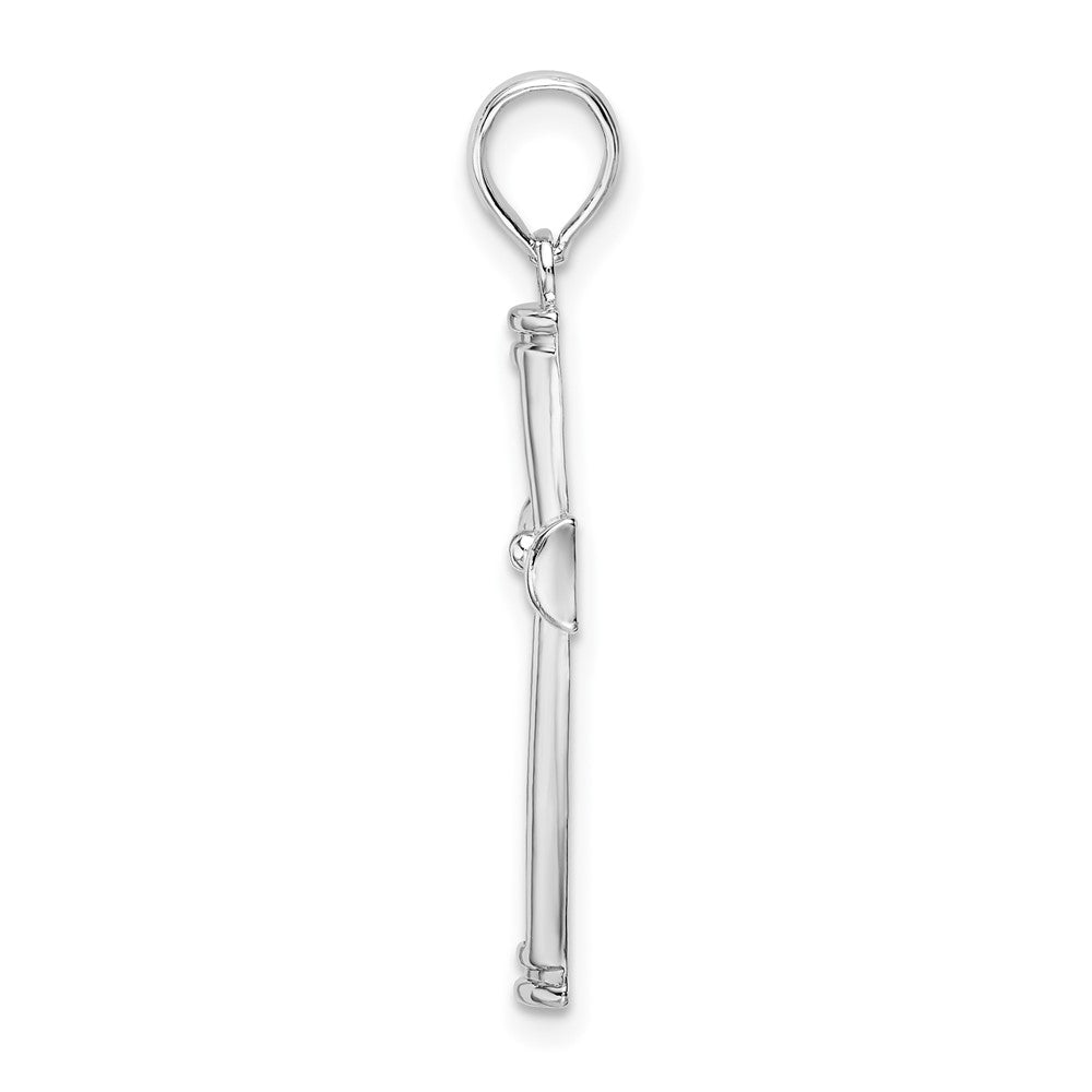 Sterling Silver Rhodium-plated Polished Tapered Center Cross Pendant