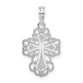 Sterling Silver Rhodium-plated Polished Fancy Lacy Cross Pendant