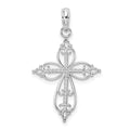 Sterling Silver Polish Fancy Filigree w/Beaded Center Cross Pendant
