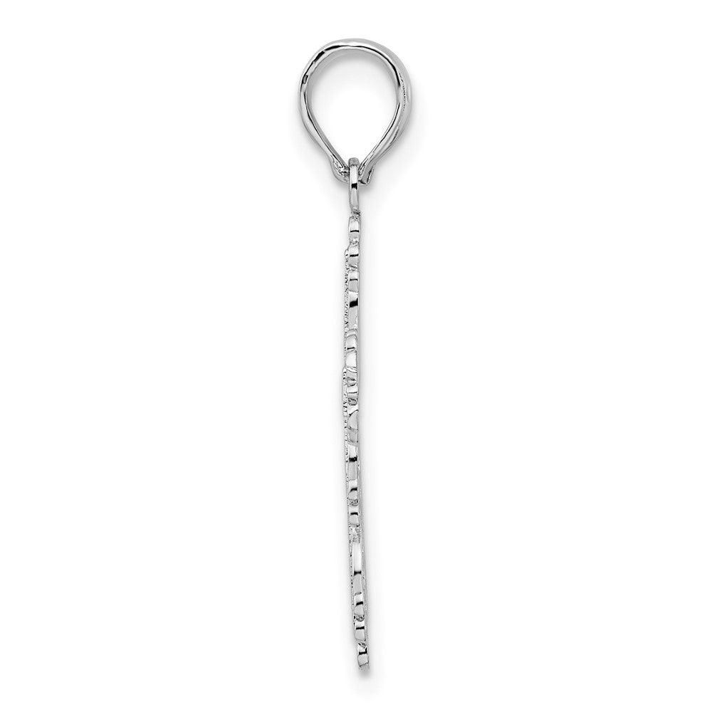 Sterling Silver Rhodium-plated Polished Lace Border Latin Cross Pendant