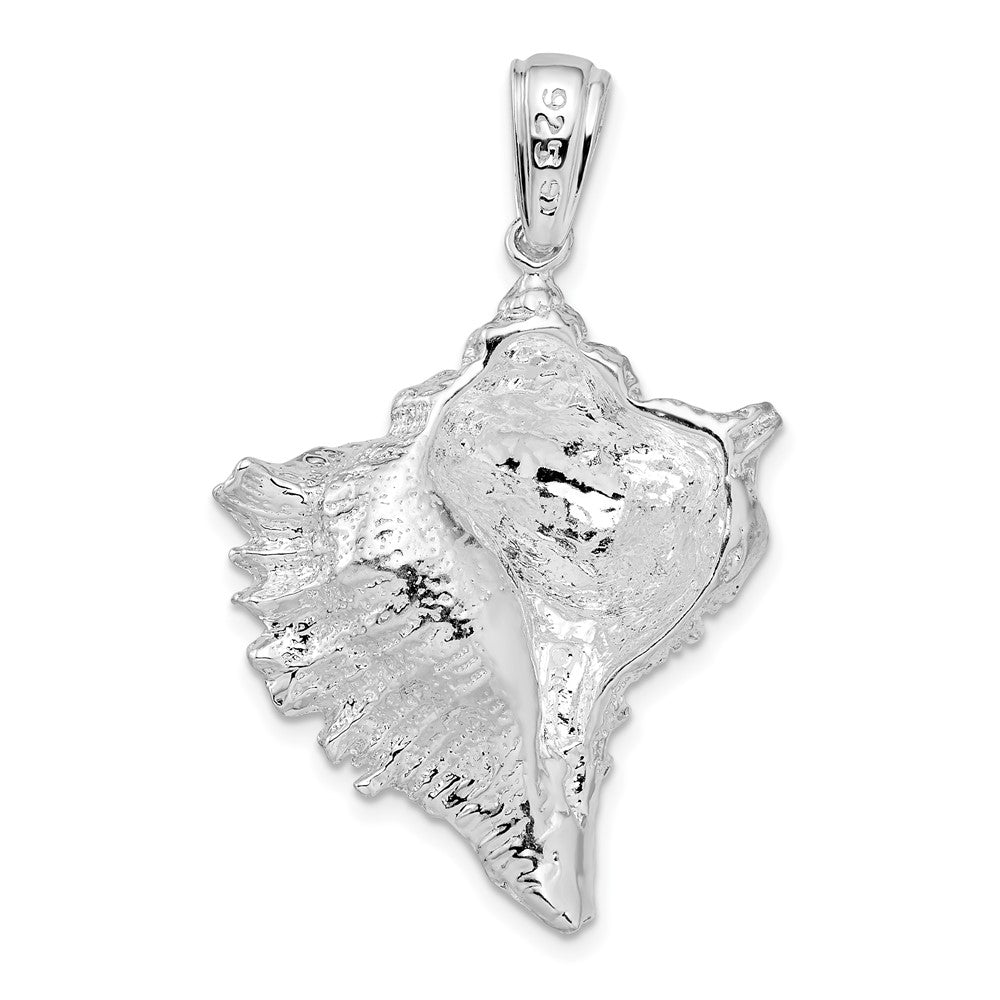 Sterling Silver Rhodium-plated Polished Conch Shell Pendant