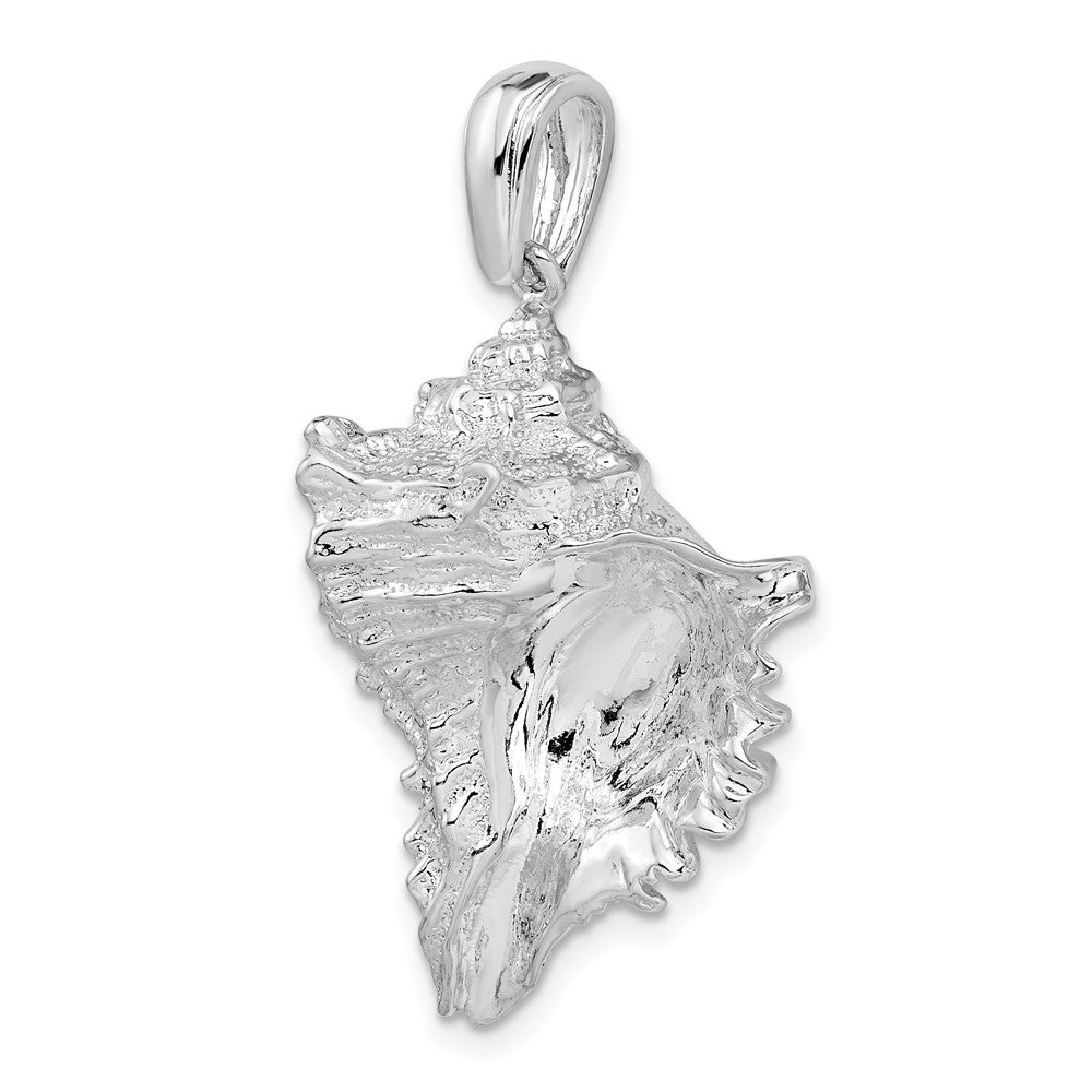 Sterling Silver Rhodium-plated Polished Conch Shell Pendant