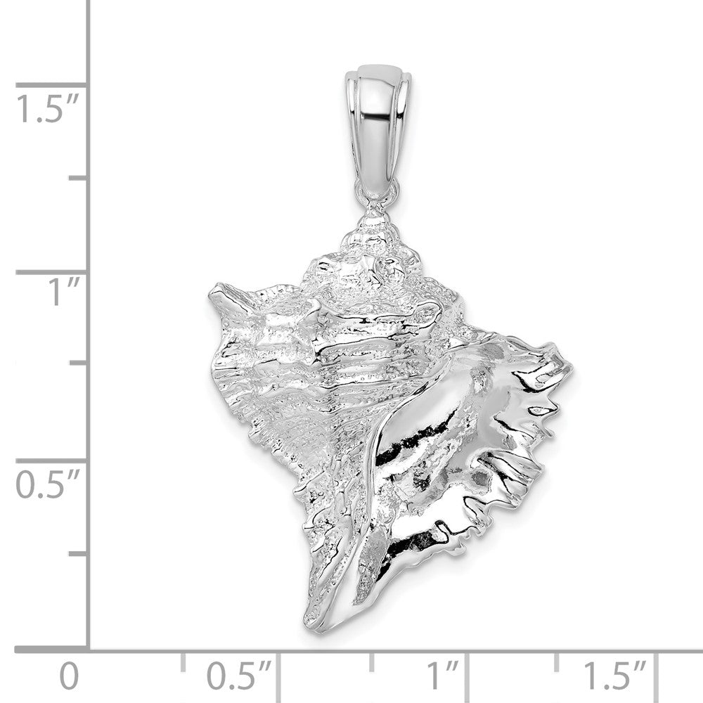 Sterling Silver Rhodium-plated Polished Conch Shell Pendant
