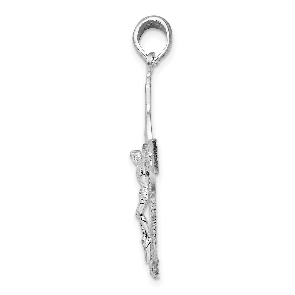 Sterling Silver Rhodium-plated Polished Cut-out Celtic Crucifix Pendant