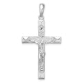 Sterling Silver Rhodium-plated Polished Textured Latin Crucifix Pendant