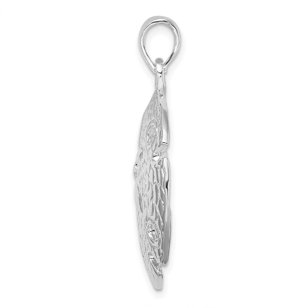 Sterling Silver Rhodium-plated Polished Large Sand Dollar Pendant
