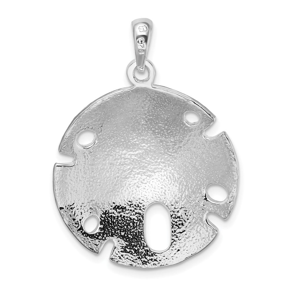 Sterling Silver Rhodium-plated Polished Large Sand Dollar Pendant