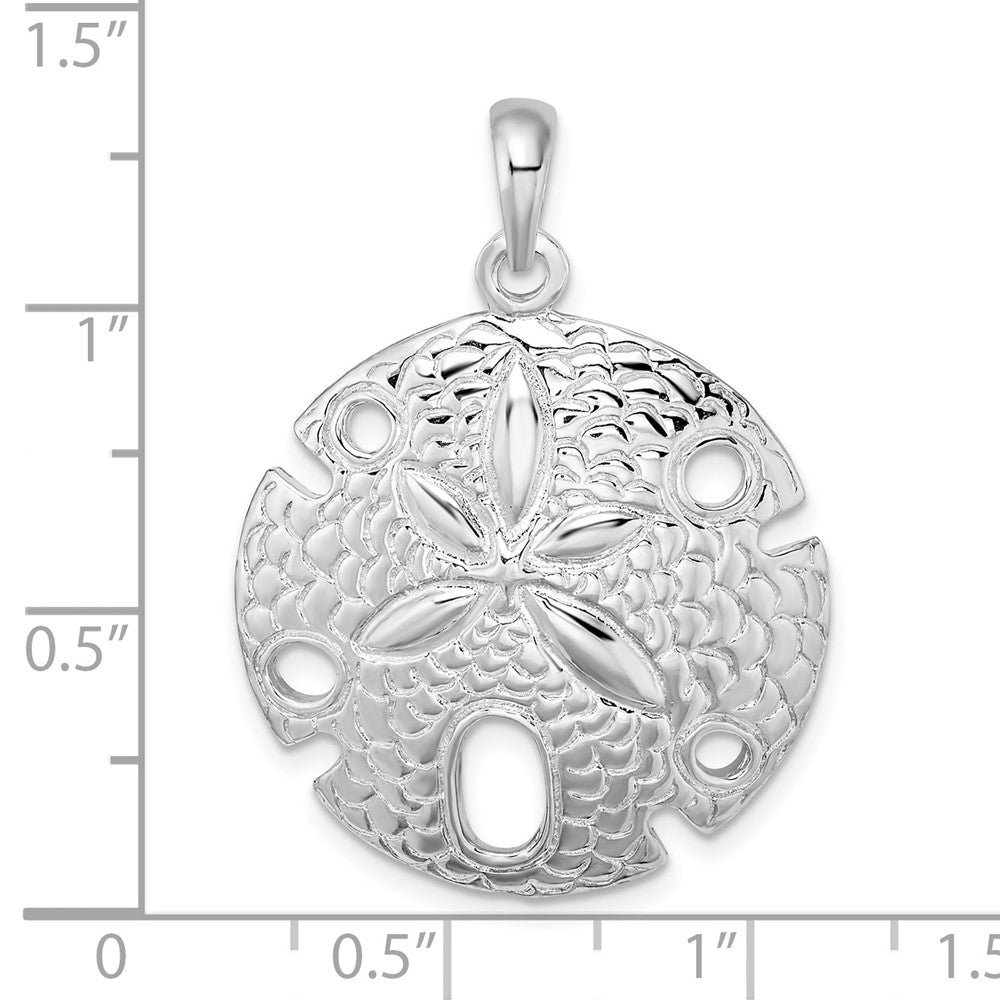 Sterling Silver Rhodium-plated Polished Large Sand Dollar Pendant