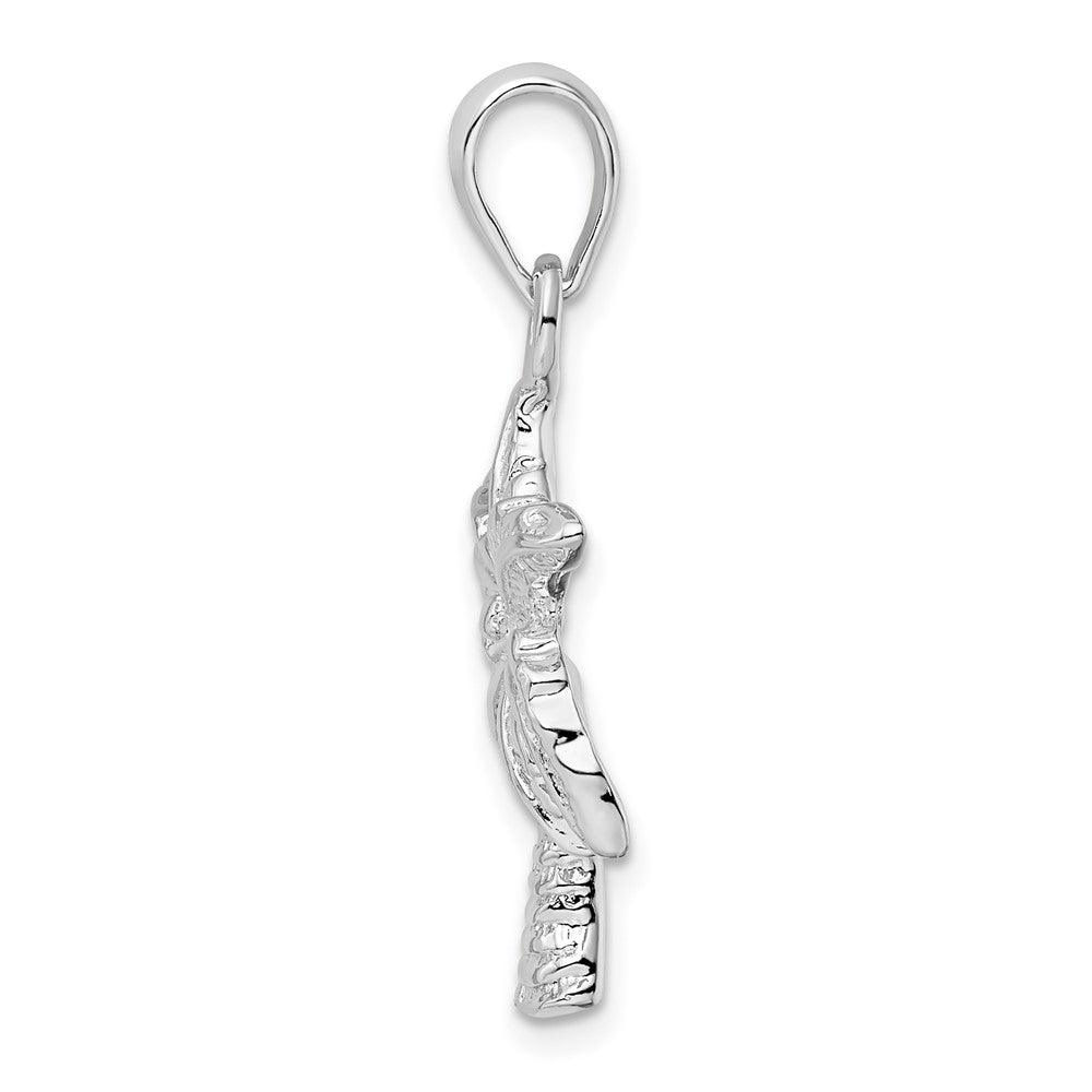 Sterling Silver Rhodium-plated Polished Palm Tree Pendant