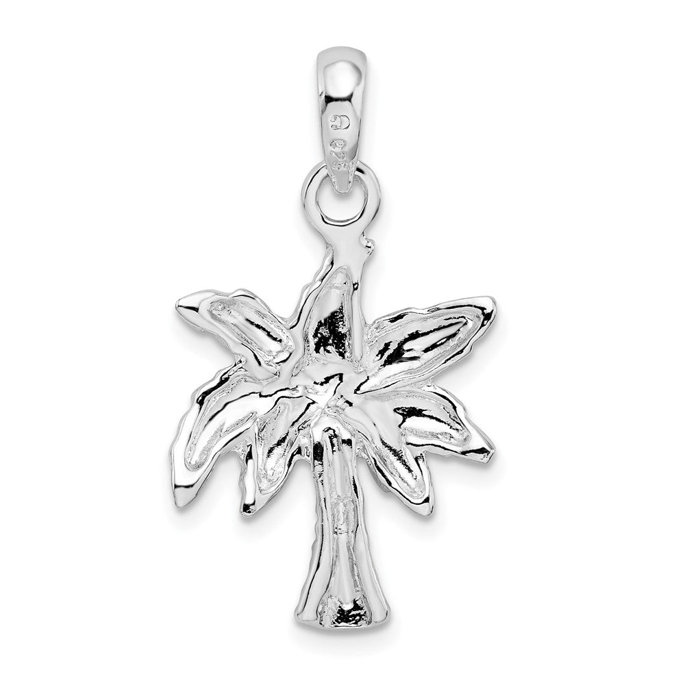 Sterling Silver Rhodium-plated Polished Palm Tree Pendant
