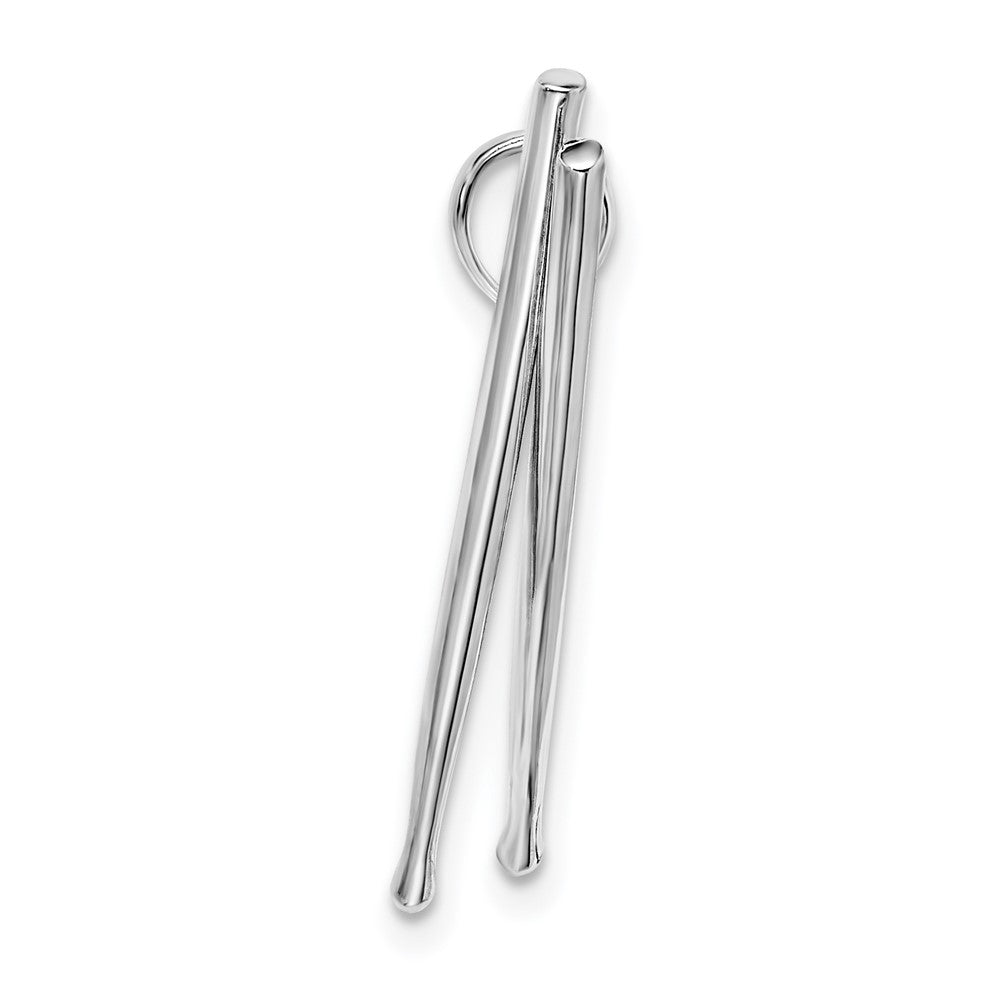 Sterling Silver Rhod-plated Polished Moveable 3D Drumsticks Pendant