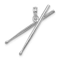 Sterling Silver Rhod-plated Polished Moveable 3D Drumsticks Pendant