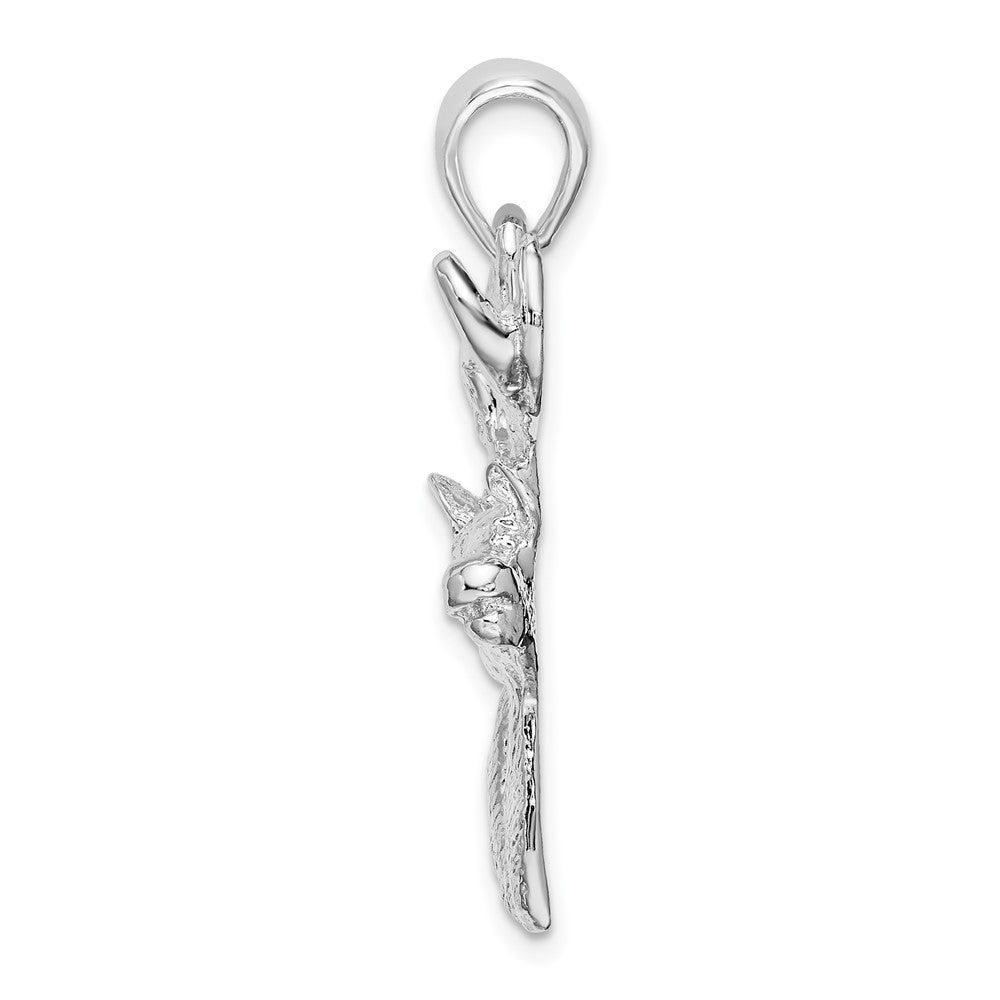 Sterling Silver Rhodium-plated 6-point Buck Deer Head Profile Pendant