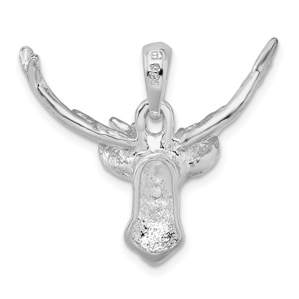 Sterling Silver Rhod-plated Polished 8-point Buck Deer Head Pendant