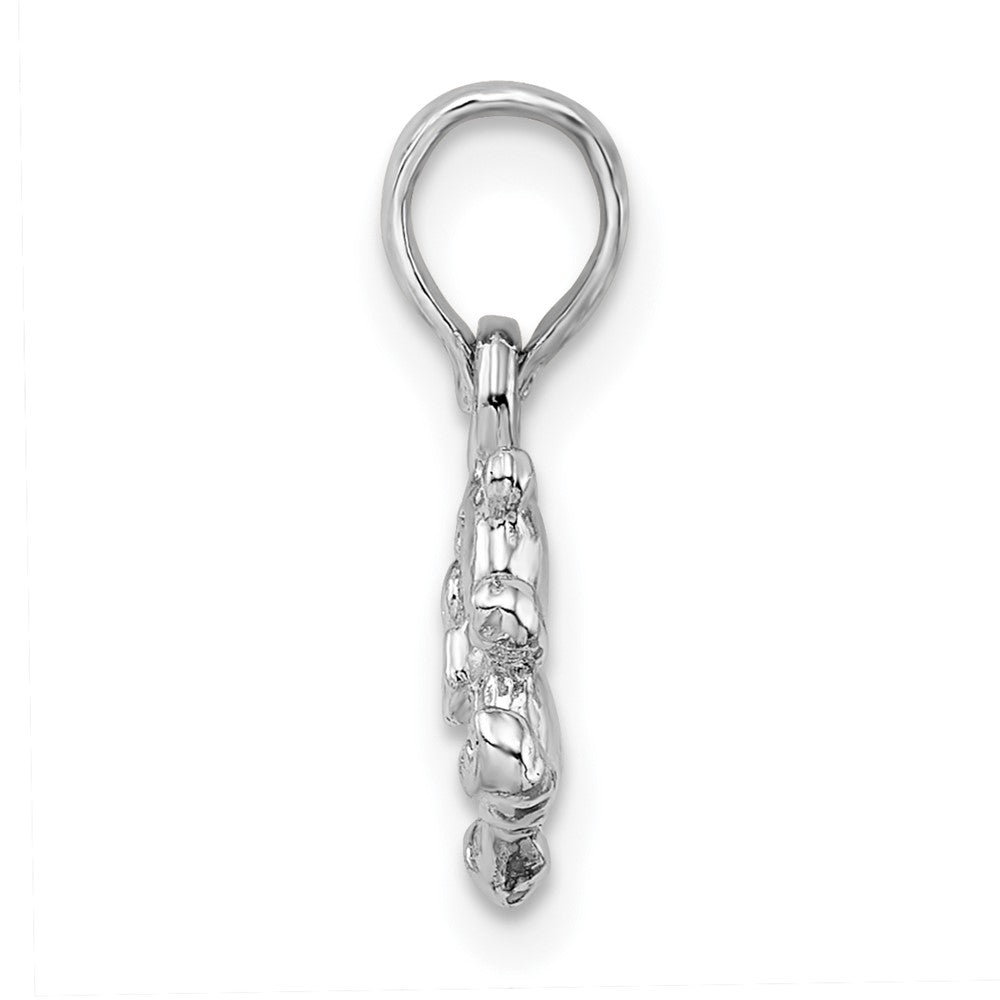 Sterling Silver Rhodium-plated Polished 3D Mini Bear Pendant