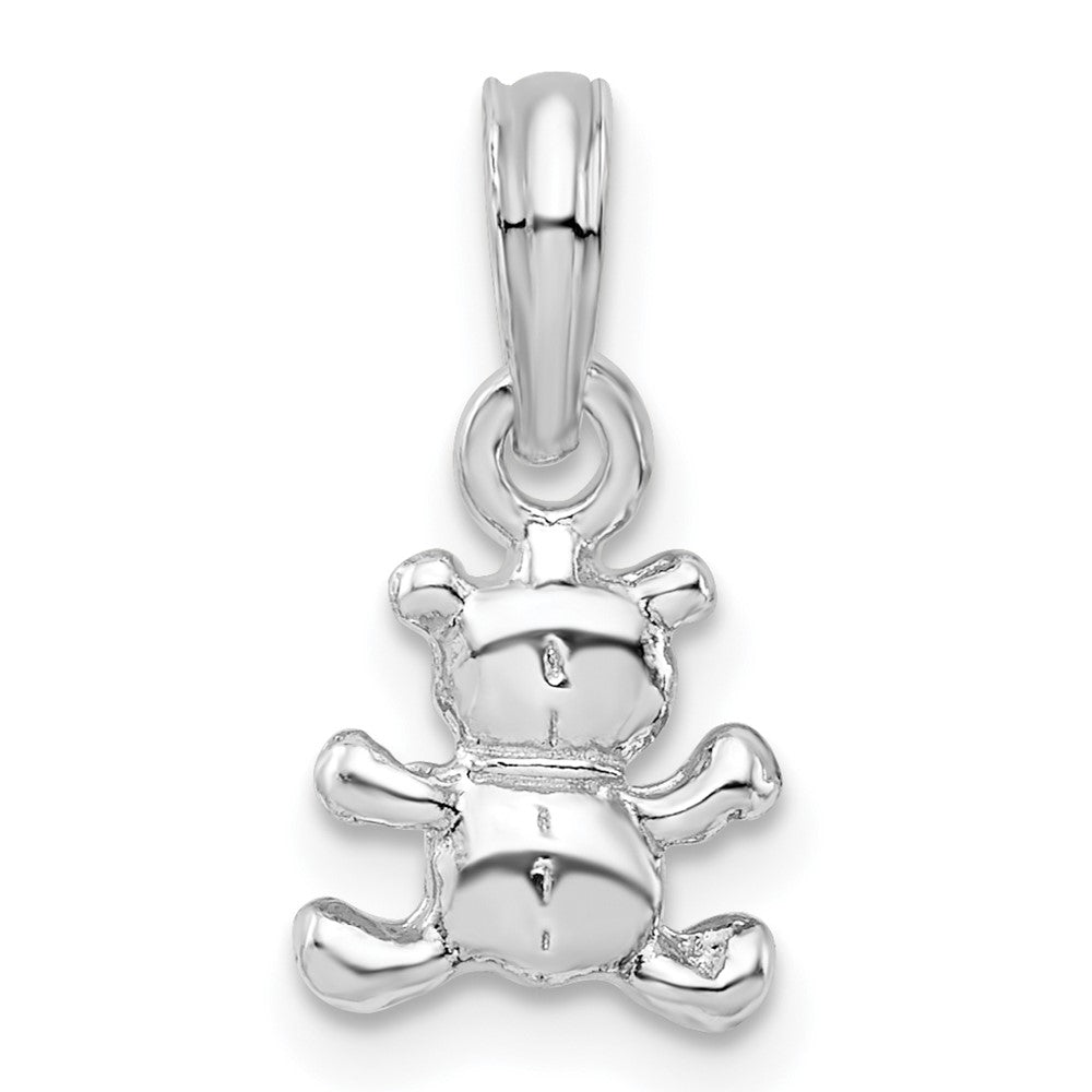 Sterling Silver Rhodium-plated Polished 3D Mini Bear Pendant