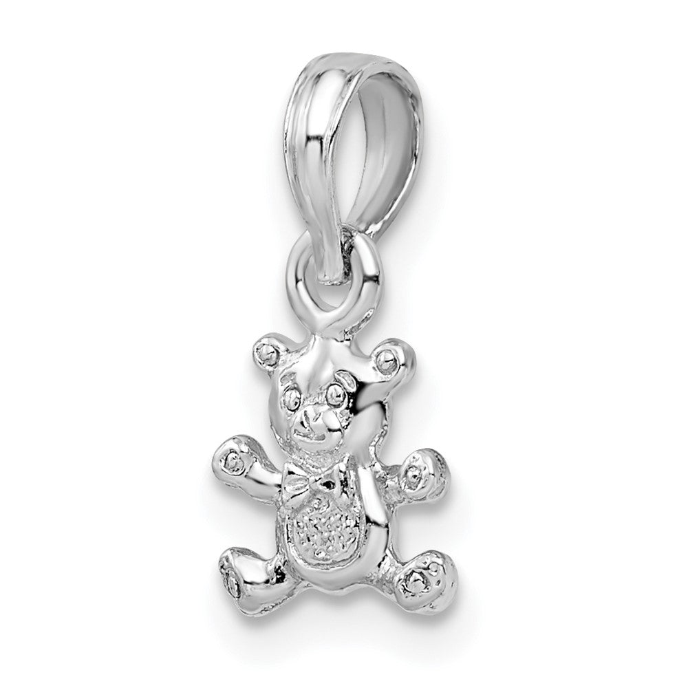 Sterling Silver Rhodium-plated Polished 3D Mini Bear Pendant
