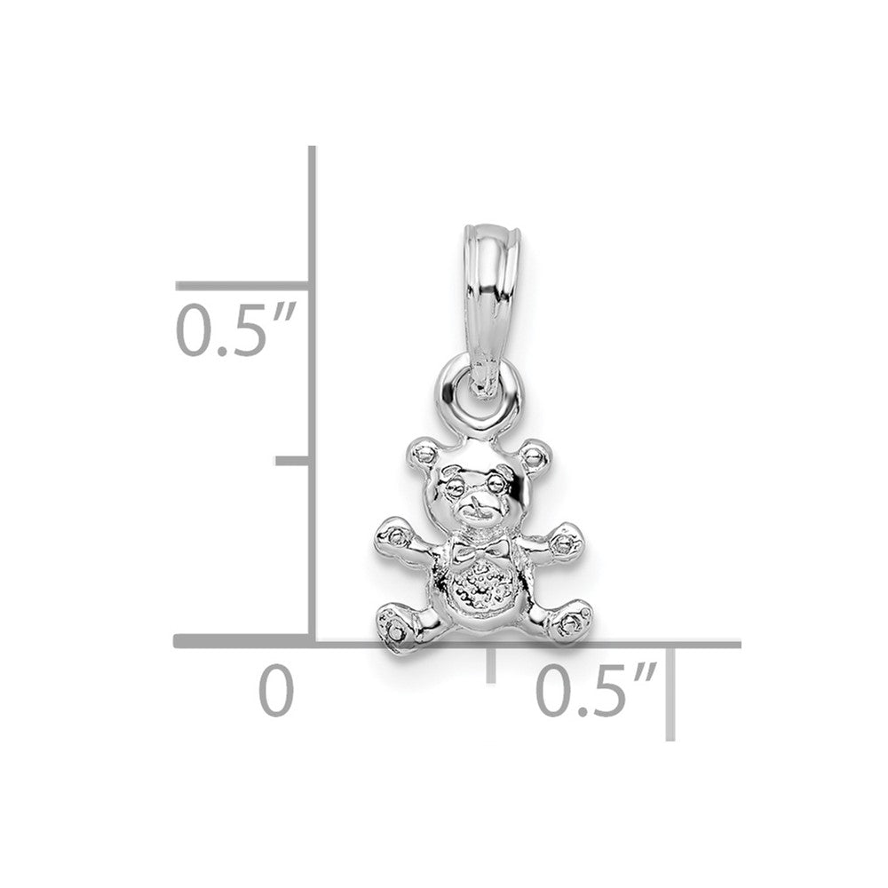 Sterling Silver Rhodium-plated Polished 3D Mini Bear Pendant