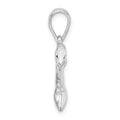 Sterling Silver Rhodium-plated Polished 3D Cowboy Boot Pendant