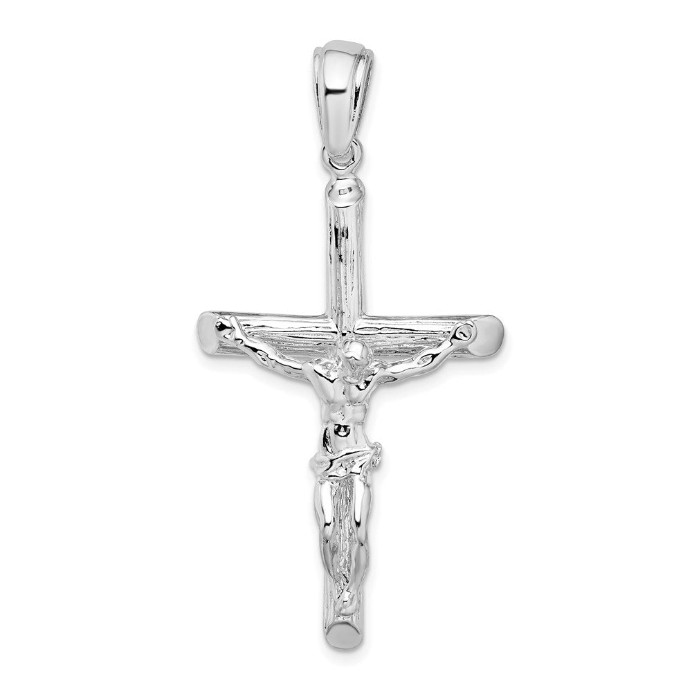Sterling Silver Rhodium-plated Textured Crucifix Pendant