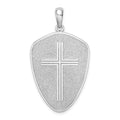 Sterling Silver RH-plated Textured Cross Shield Joshua 1:9 Reverse Pendant