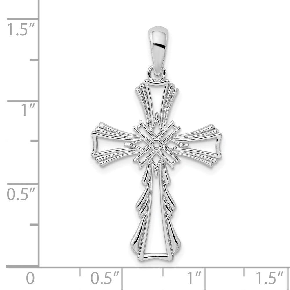 Sterling Silver Rhodium-plated Polished X-Center Cut-out Cross Pendant