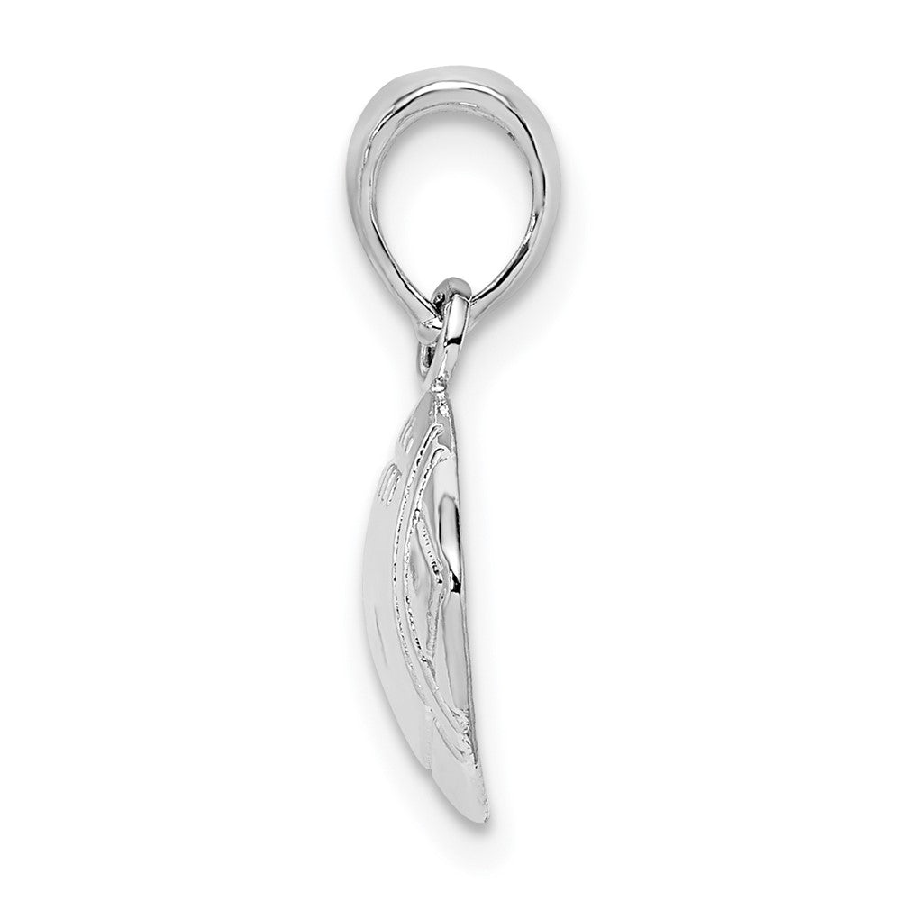 Sterling Silver Rhodium-plated Polished Football Pendant