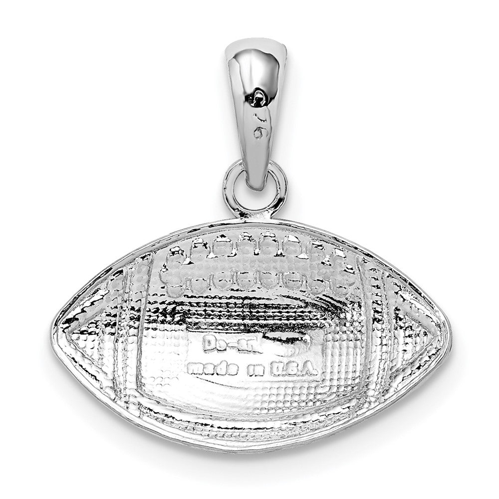 Sterling Silver Rhodium-plated Polished Football Pendant