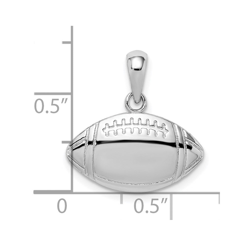 Sterling Silver Rhodium-plated Polished Football Pendant