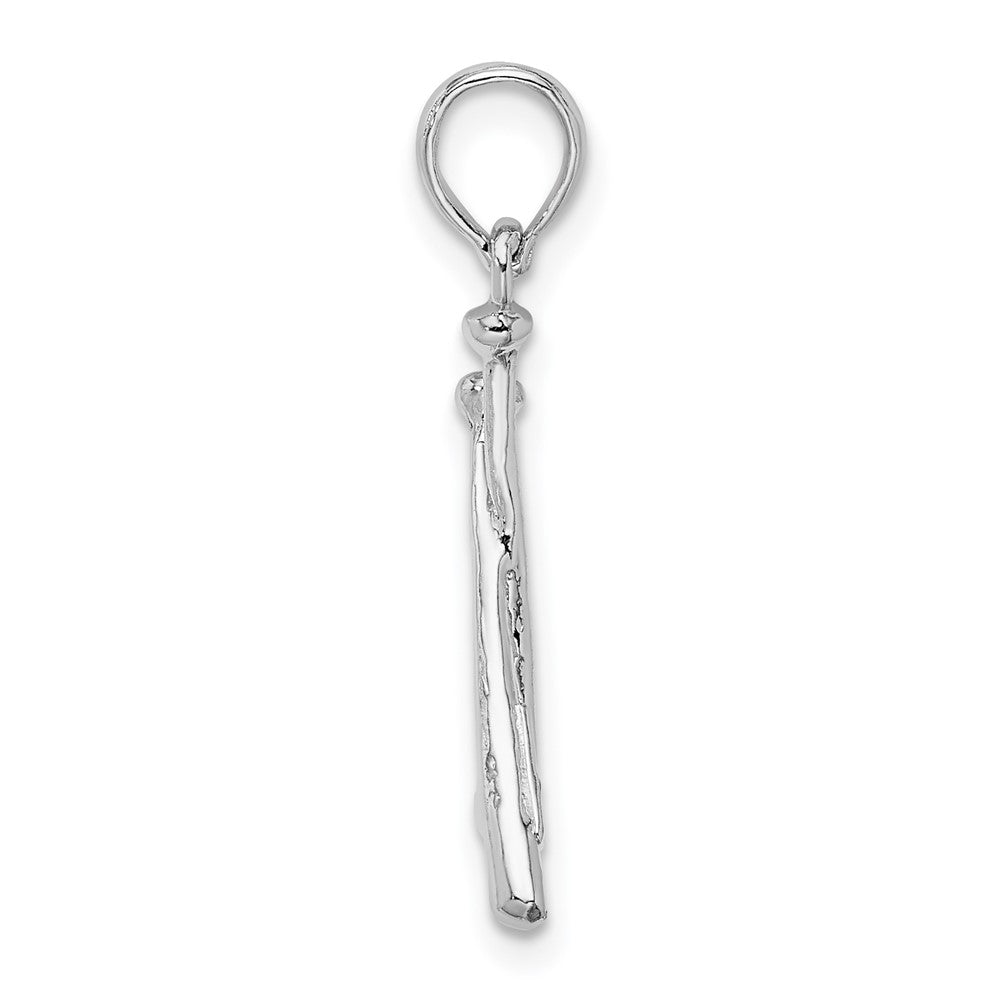 Sterling Silver Rhodium-plated Polished Baseball Bats and Ball Pendant