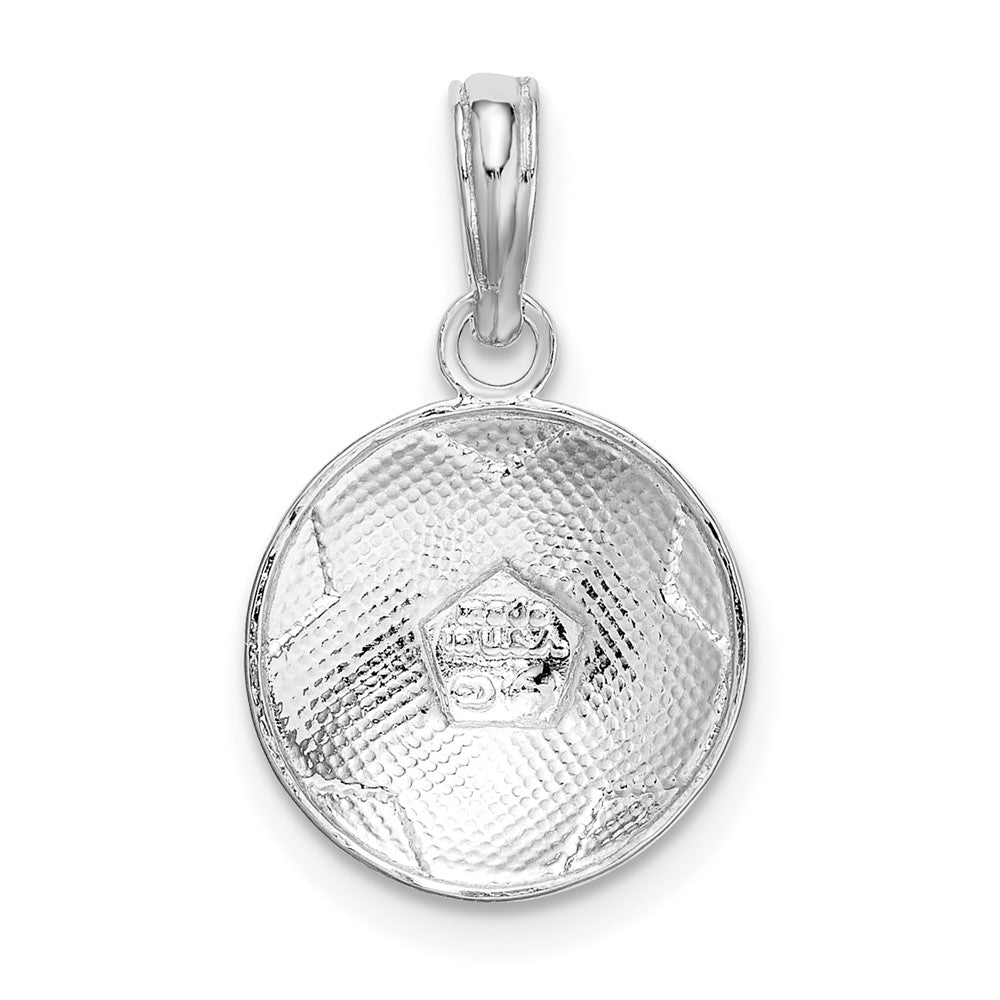 Sterling Silver Rhodium-plated Polished/Textured Soccer Ball Pendant