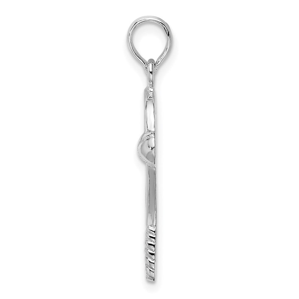 Sterling Silver Rhodium-plated Polished Tennis Racquet and Ball Pendant