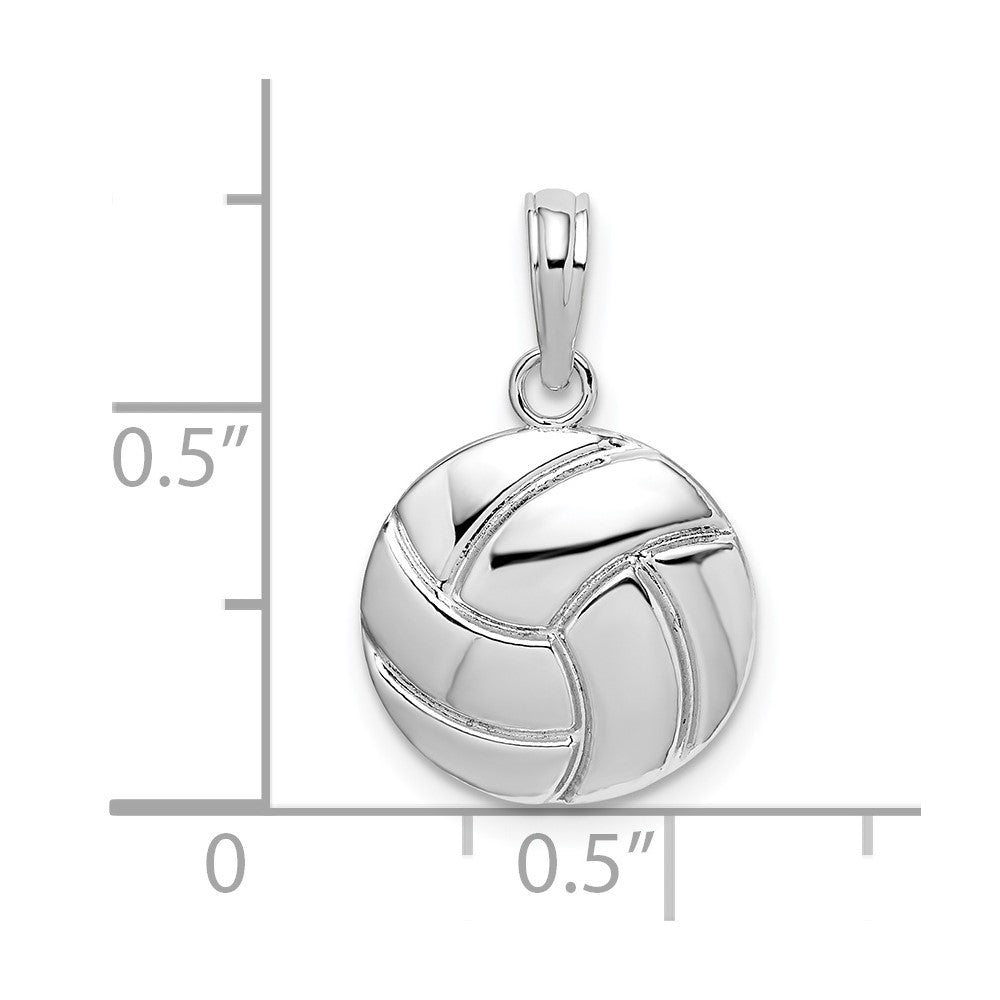 Sterling Silver Rhodium-plated Polished Volleyball Pendant
