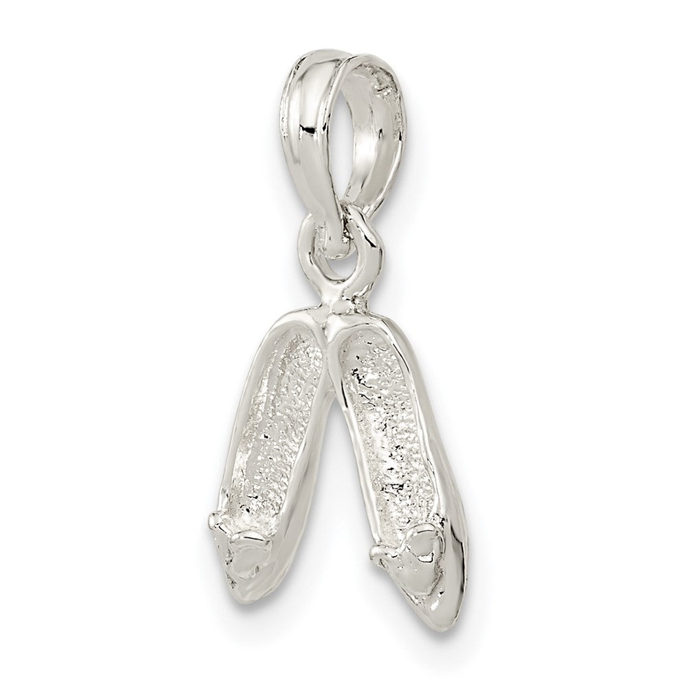 Sterling Silver Rhodium-plated Polished Ballet Slippers Pendant