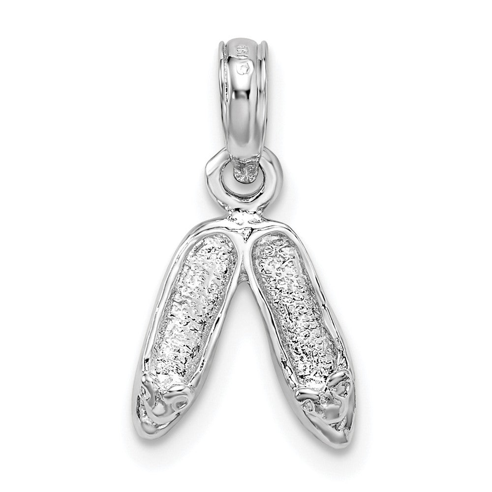 Sterling Silver Rhodium-plated Polished Ballet Slippers Pendant