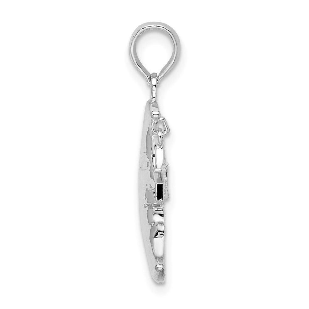 Sterling Silver Moveable Polished Crescent Moon w/Star Pendant