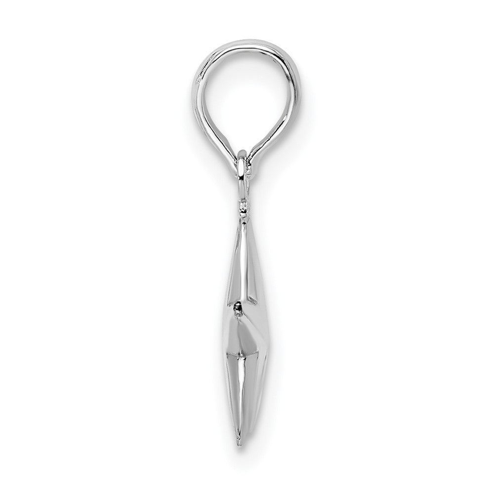 Sterling Silver Rhodium-plated Polished 3D Star Pendant