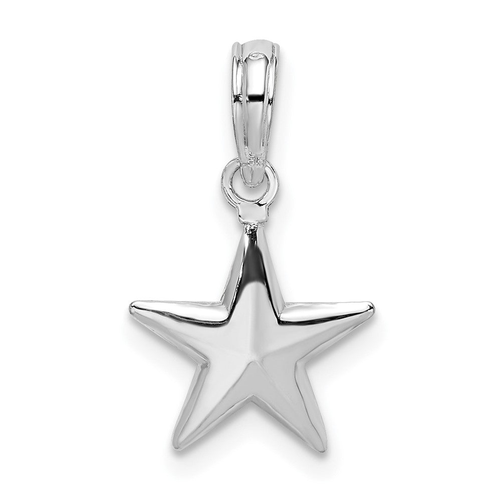 Sterling Silver Rhodium-plated Polished 3D Star Pendant